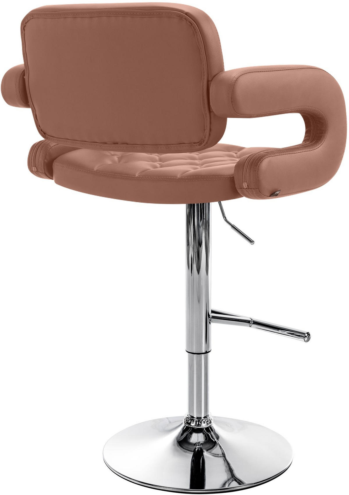 BARHOCKER Lederlook cognac - Chromfarben/Cognac, Textil/Metall (62/103/55cm) - CLP