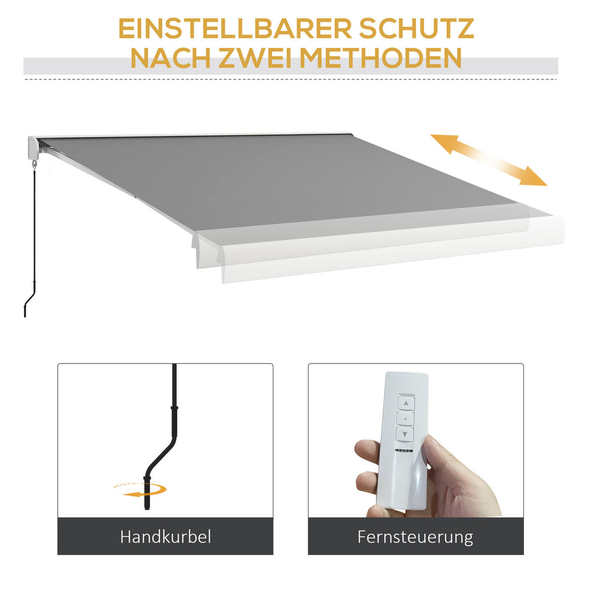 ELEKTRISCHE Markise Alu Hellgrau - Hellgrau, Kunststoff/Metall (395/150/300cm) - Outsunny