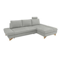 ECKSOFA hellgrau Struktur-Stoff, Sofa mit Bettfunktion und Stauraum 284 cm - Hellgrau, Holz/Textil (284/166cm) - Furn.Design