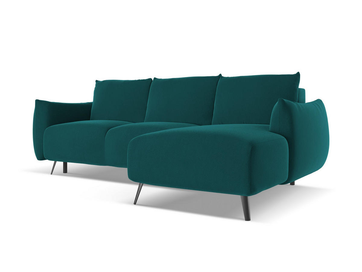 3-SITZER SOFA mit Schlaffunktion Chenille Stoff Blau - Blau/Schwarz, Textil/Metall (230/86/105cm) - Makamii