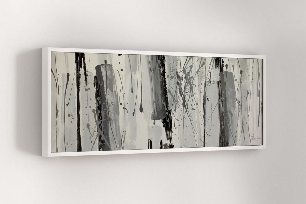 ACRYLBILD HANDGEMALT 150/50 cm - Schwarz/Grau, Holz/Textil (150/50cm) - KUNSTLOFT