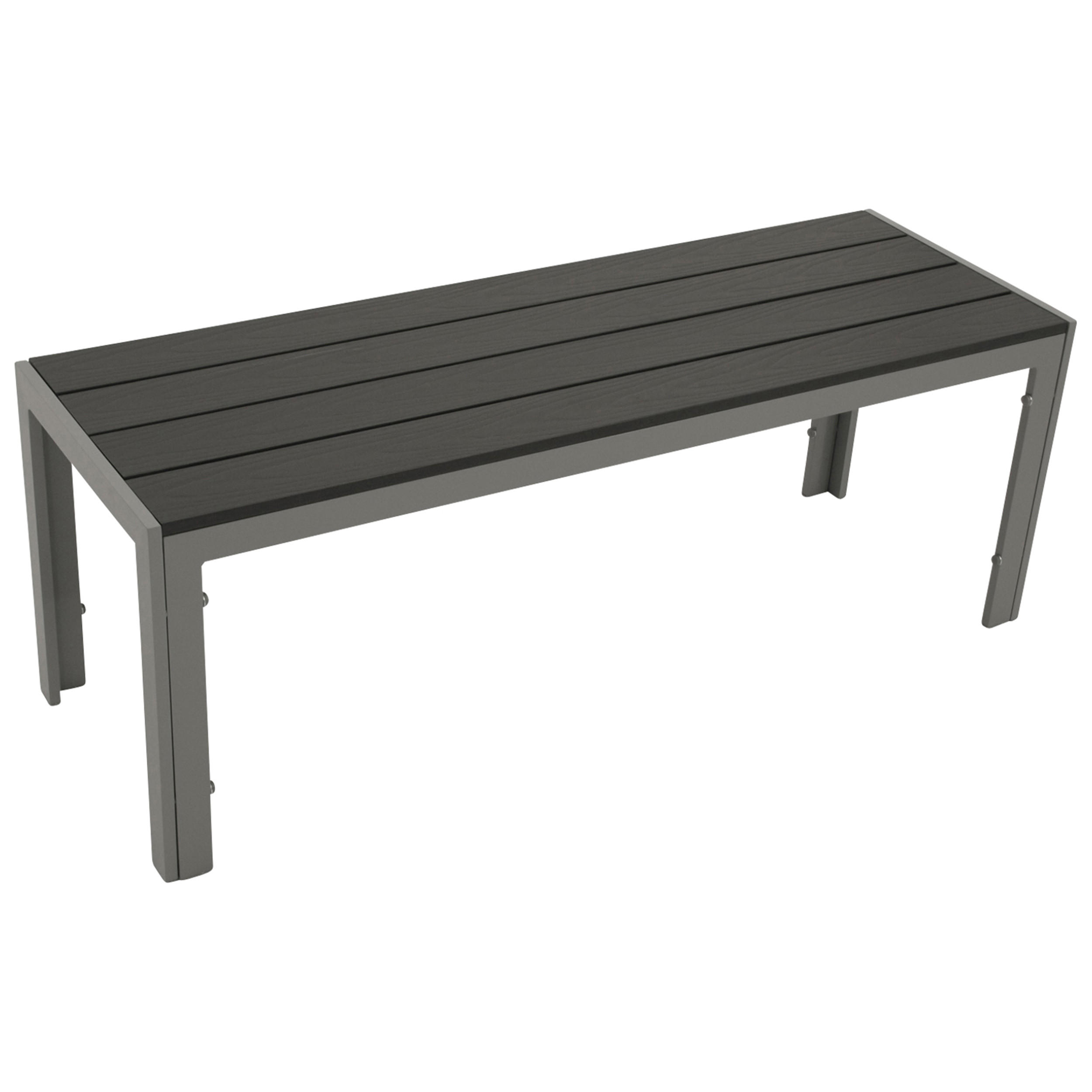 HOCKERBANK Newport -aus Aluminium silbergrau, Sitzfläche Kunstholz dunkelgrau 120x40x43 cm - Grau, Holz (120/43/40cm) - TPFGarden