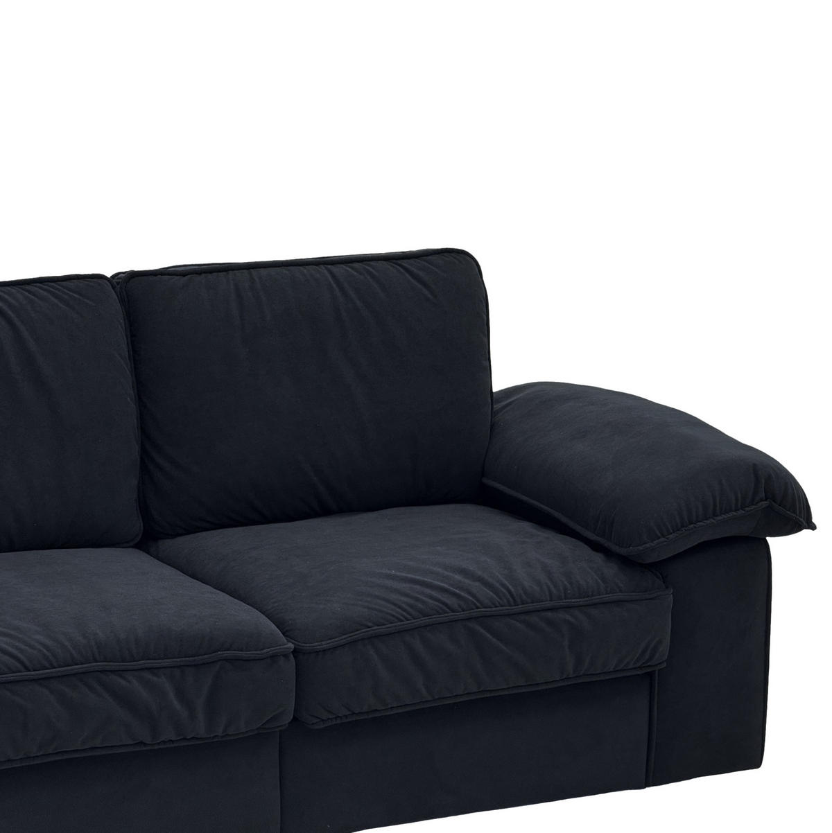 2-SITZER Sofa mit Stauraum Stoffbezug und Holzrahmen 201/91/89 cm Schwarz - Schwarz, Textil (91/89/201cm) - Redom