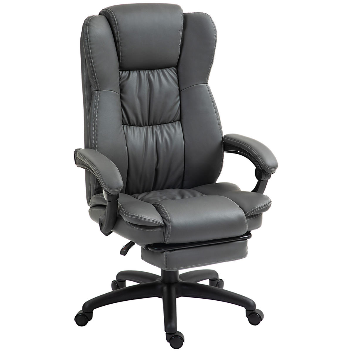 VERSTELLBARER Drehstuhl mit Fußstütze, Kopfstütze, Massagefunktion, Dunkelgrau - Dunkelgrau/Schwarz, Kunststoff (68.5/121/68.5cm) - Vinsetto