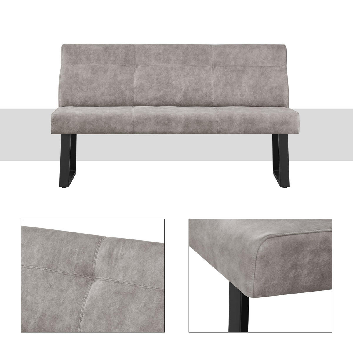SITZBANK JOY - Grau, Metall (160/89/65cm) - DUBI Möbel