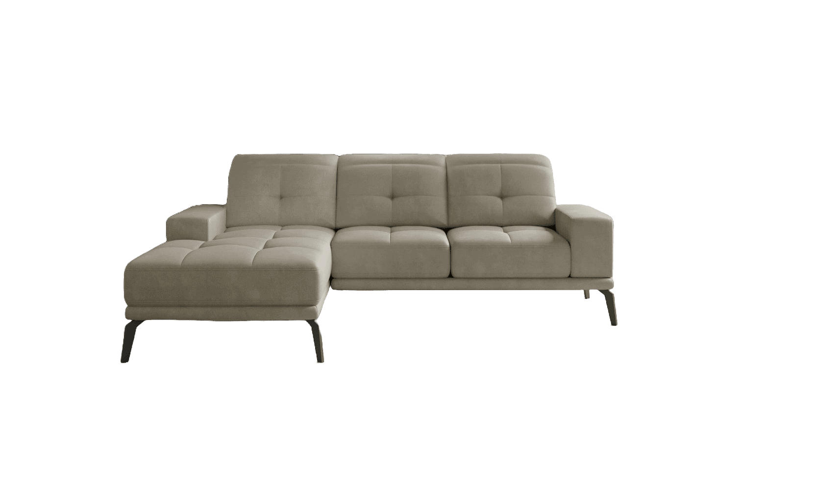 ECKSOFA mit verstellbaren Rückenlehnen und verstellbaren Kopfstützen - Beige/Schwarz, Textil/Metall (265/198cm) - Eltap