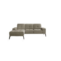 ECKSOFA mit verstellbaren Rückenlehnen und verstellbaren Kopfstützen - Beige/Schwarz, Textil/Metall (265/198cm) - Eltap