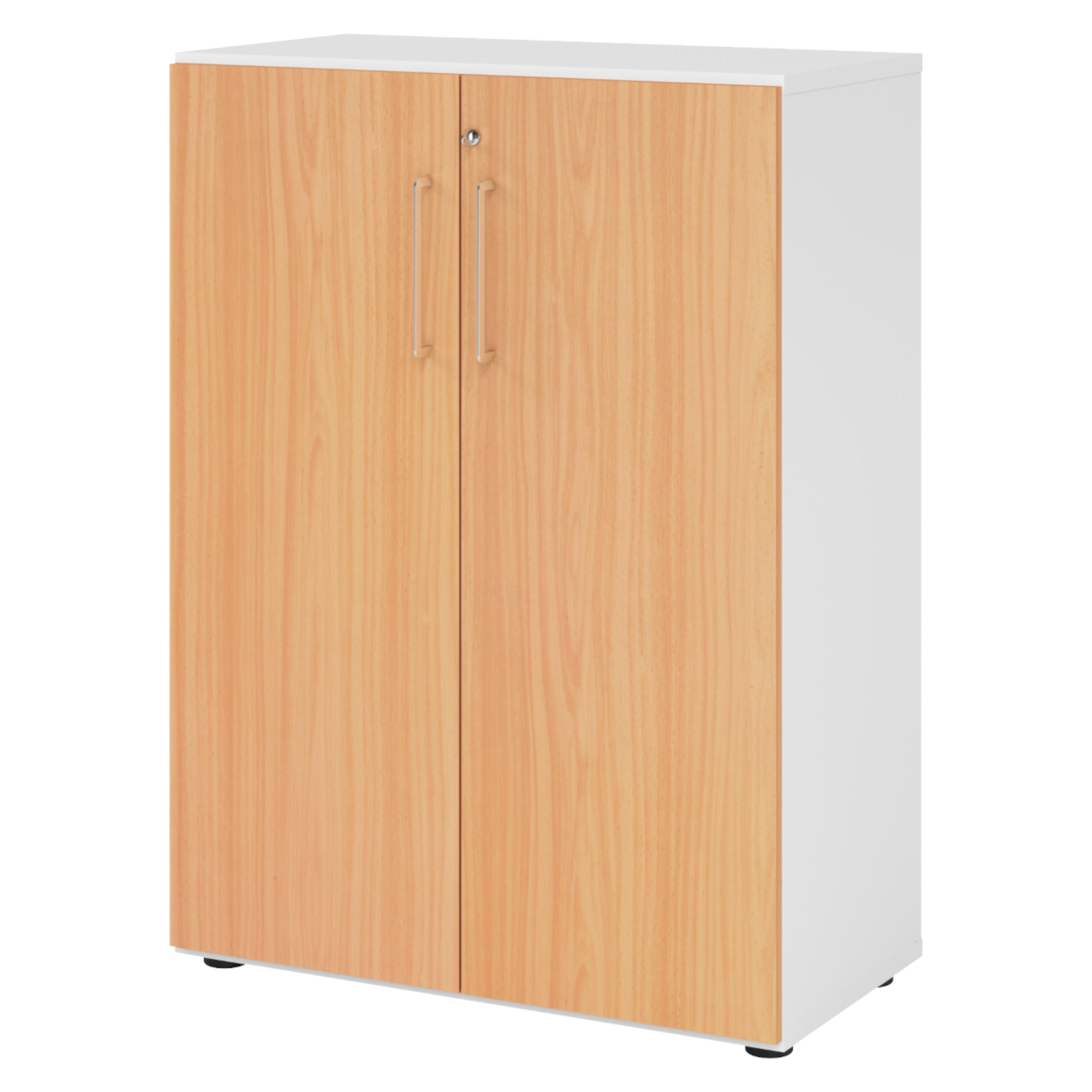 bümö Aktenschrank Weiß, Buche 80x110x42 cm