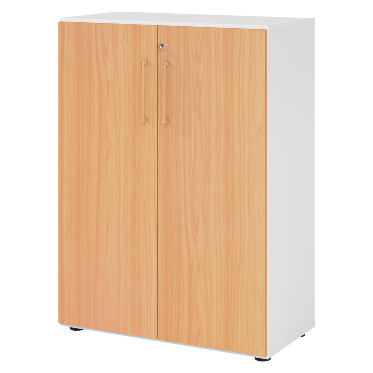 AKTENSCHRANK - 3 Ordnerhöhen 42/80/110 cm in Weiß/Buchefarben - Buchefarben/Weiß, Holzwerkstoff (80/110/42cm) - bümö