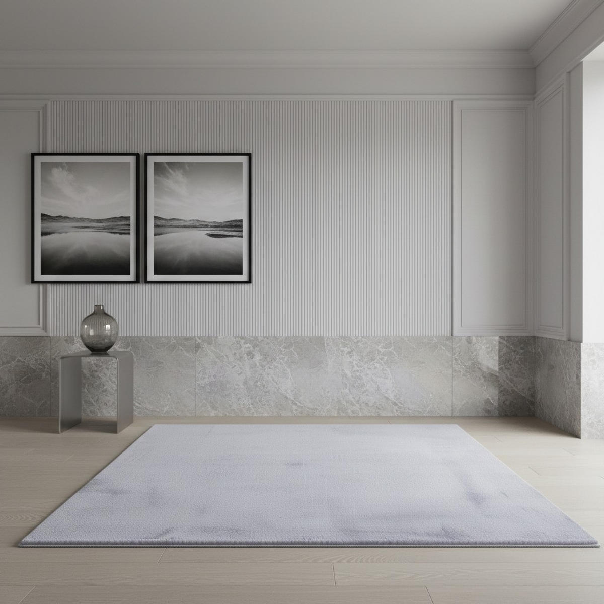 KURZFLORTEPPICH Waschbar NECKAR, einfarbig, aus Polyester, Silber, 200 x 290 cm - Silberfarben, Textil (200/290cm) - KADIMA DESIGN