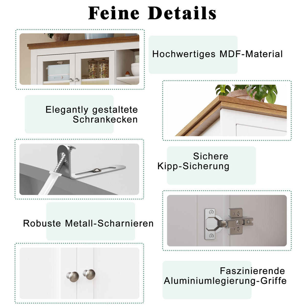 BUFFETSCHRANK 104/40/180 cm mit LED-Beleuchtung, verstellbaren Ablagen und Schiebetür aus MDF, Weiß - Weiß, Holzwerkstoff (104/180/40cm) - Redom