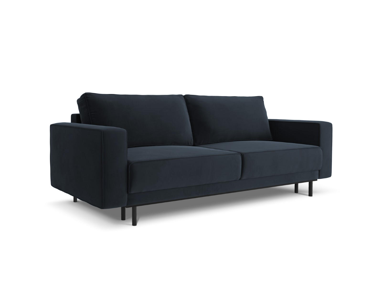 AUSKLAPPBARES-SOFA mit Bettkasten Caro aus Samt dunkelblau 3 Sitzplätze - Dunkelblau, Textil (97/93/236cm) - Micadoni