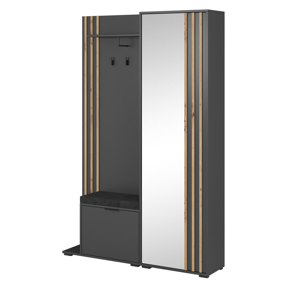 GARDEROBENSCHRANK NELIANA 131/192/40 cm Modern Garderobe-Set Graphitfarben - Graphitfarben, Holzwerkstoff (131/192/40cm) - MASSENO