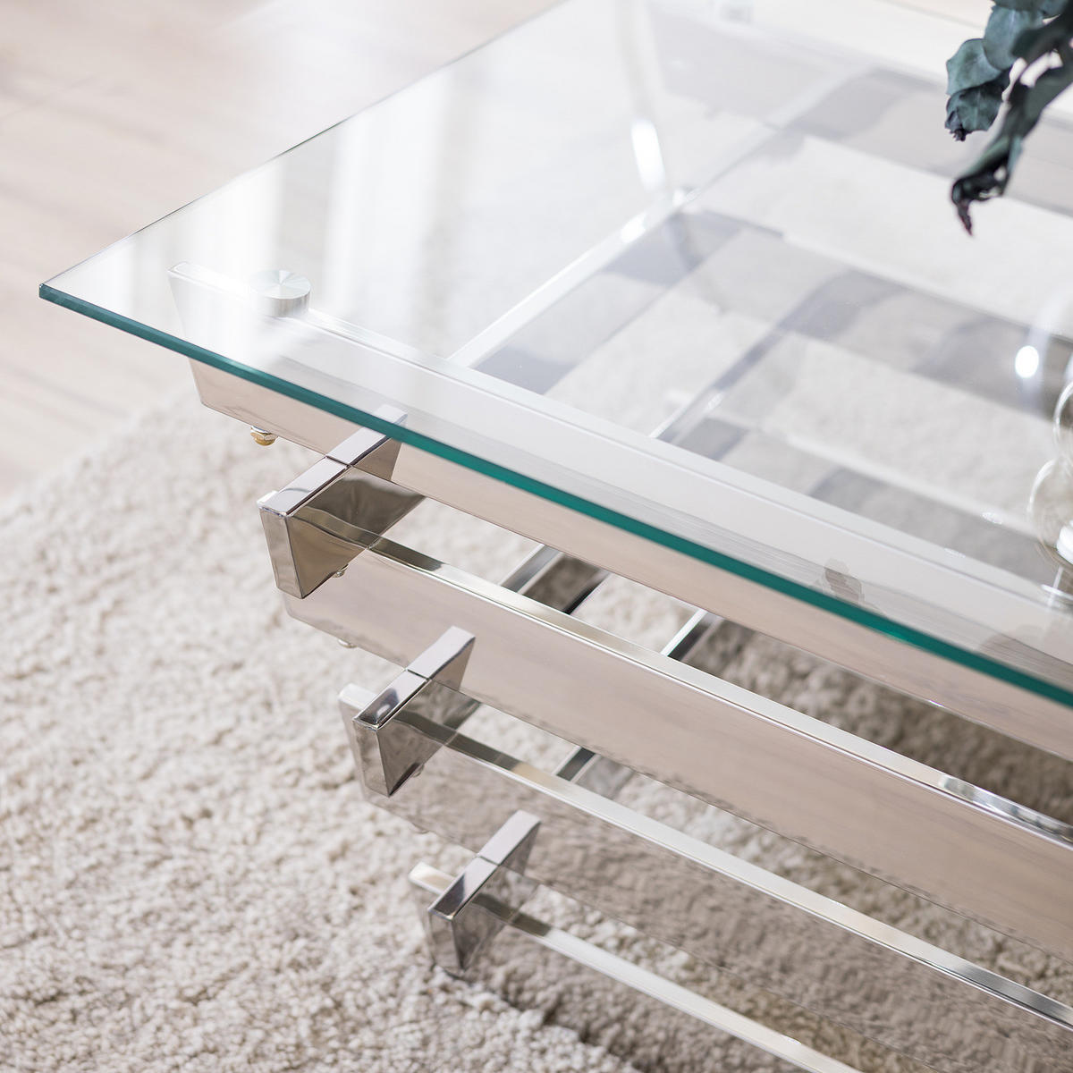 COUCHTISCH - Glas / Metall - Transparent / Chrom - Chromfarben, Glas/Metall (70/130/45cm) - home24