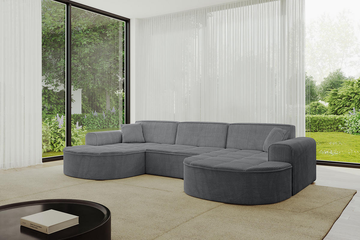 WOHNLANDSCHAFT TARO-U1 - 303x171x79,5 cm Duneklgrau - Dunkelgrau, Holzwerkstoff/Textil (303/79.5/171cm) - ALTDECOR