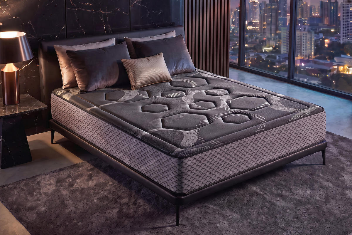 MATRATZE Titanium Black Multizone - 200X200 cm- Härtegrad H2/H3 - Schwarz, Textil (200/200cm) - Moonia