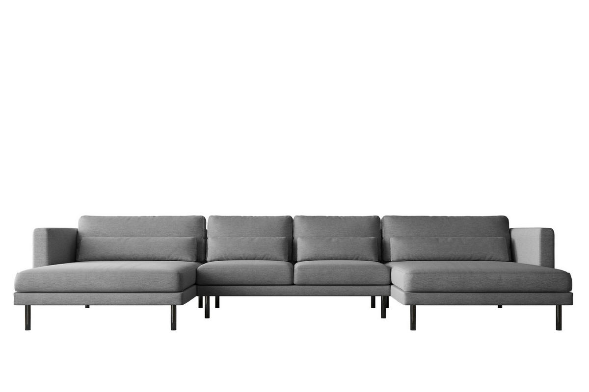 ECKSOFA DANI In U-Form Stilvolles Stoff Verita Stahl - Silberfarben, Holz/Textil (174/391cm) - Kaiser Möbel