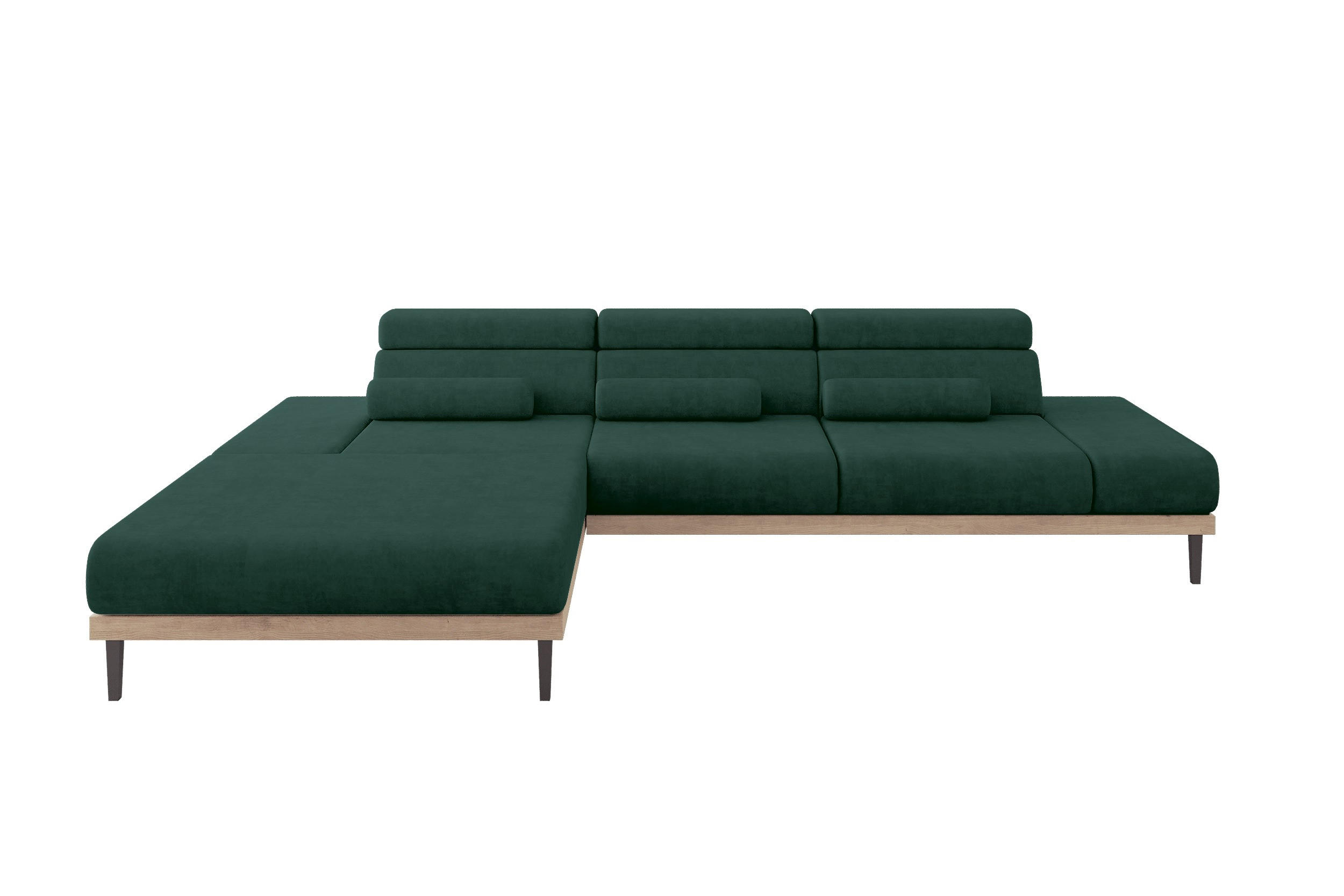 ELEKTRISCHES ECKSOFA Links MONA 316x205x85 Grün Velours - Dunkelgrün/Grün, Holzwerkstoff/Textil (316/205cm) - ALTDECOR