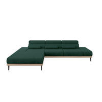 ELEKTRISCHES ECKSOFA Links MONA 316x205x85 Grün Velours - Dunkelgrün/Grün, Holzwerkstoff/Textil (316/205cm) - ALTDECOR