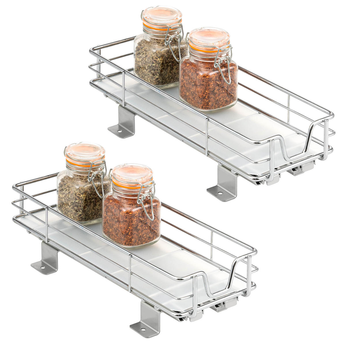 TELESKOP-GEWÜRZREGAL 2er Set, ausziehbar, Metall, Chrom - Silberfarben, Metall (11.5/8/29cm) - bremermann
