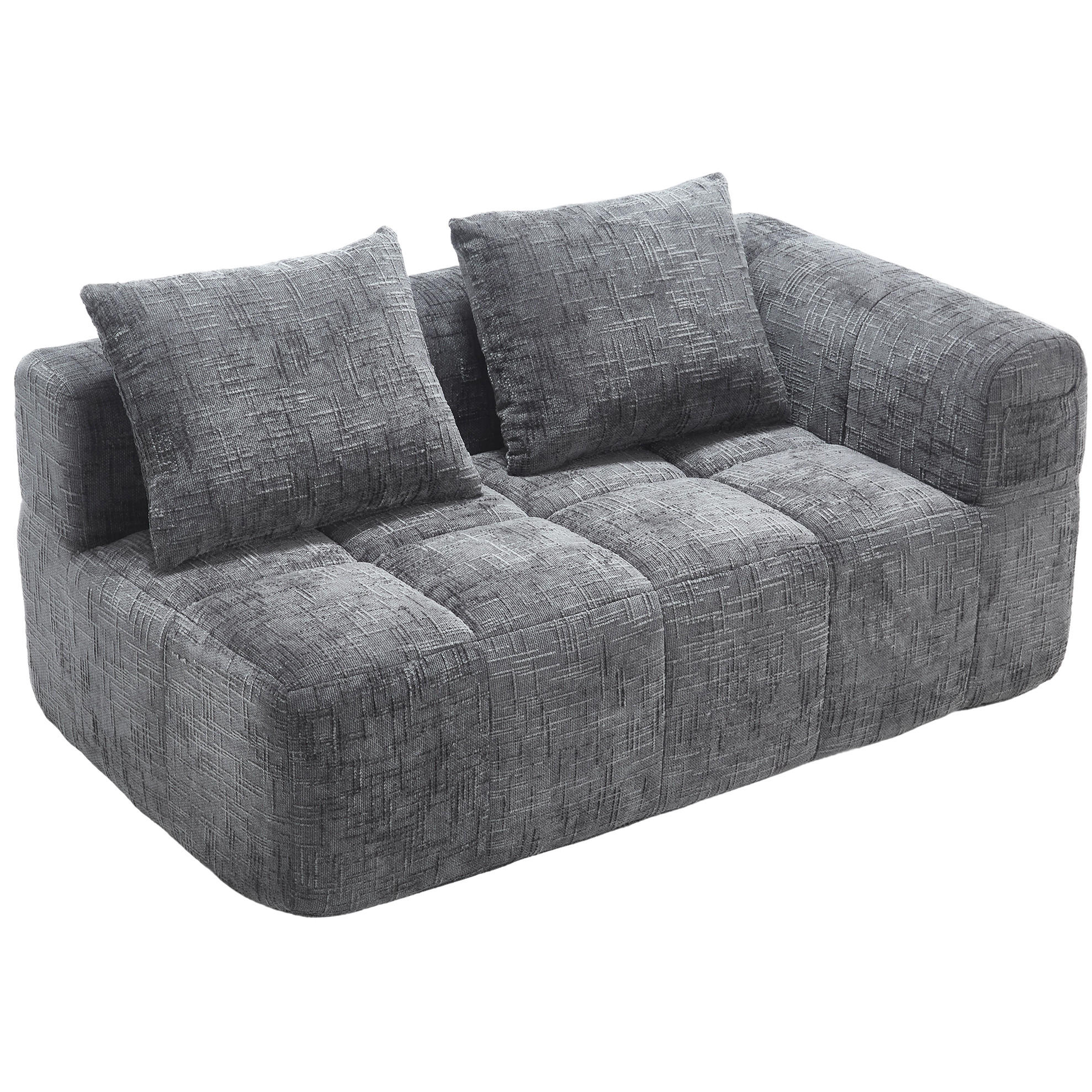 2-SITZER 158/90/60 cm Grau aus Chenille mit Seitentaschen - Grau, Textil (90/60/158cm) - OKMYHOME
