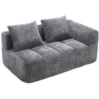 2-SITZER 158/90/60 cm Grau aus Chenille mit Seitentaschen - Grau, Textil (90/60/158cm) - OKMYHOME