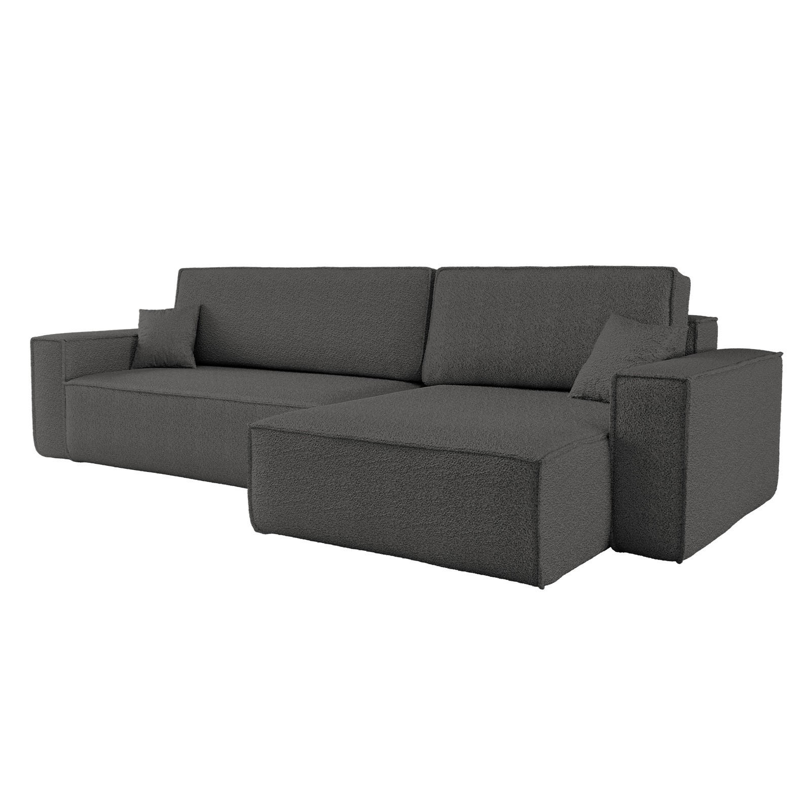 ECKSOFA Mit Schlaffunktion Und Bettkasten, Eckcouch BEST XL Stoff Quelle Graphit Rechts - Schwarz/Graphitfarben, Holz/Kunststoff (142/142cm) - Kaiser Möbel