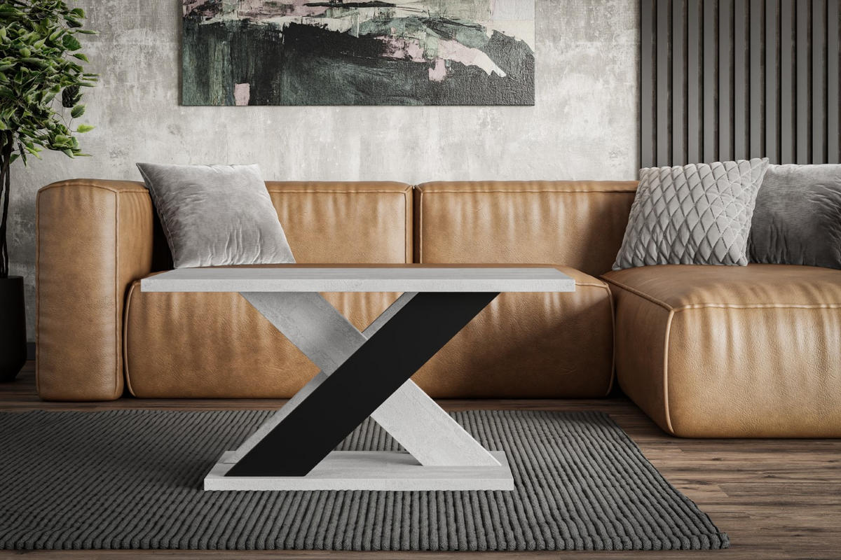 KAFFEETISCH 110x70x60 cm - Betonoptik K350 / Schwarz - AOX - Schwarz, Holzwerkstoff (110/70/60cm) - ALTDECOR