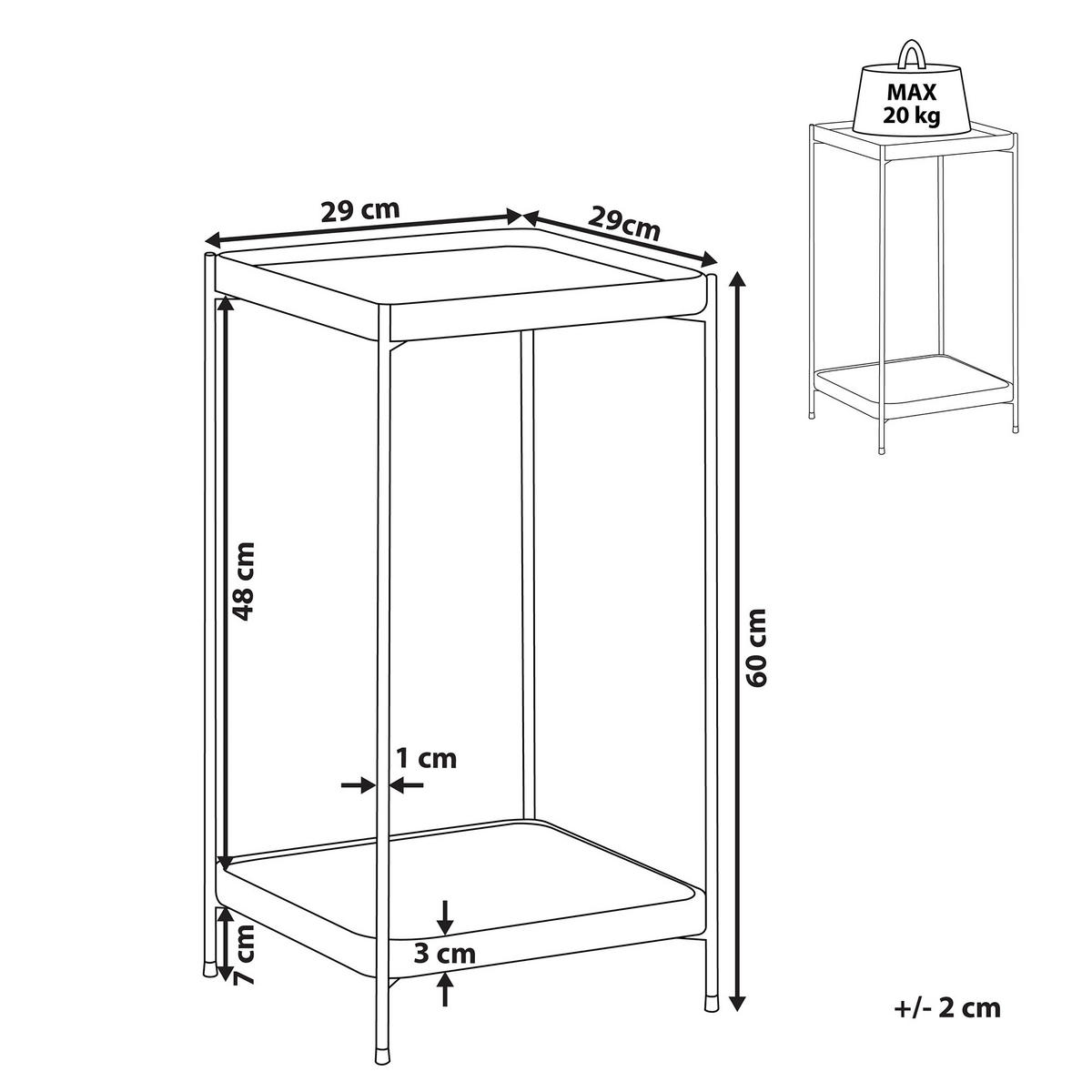 BEISTELLTISCH Glas Kupfer quadratisch 29/29 cm Alsea - Kupferfarben, Metall (29/29/60cm) - Beliani
