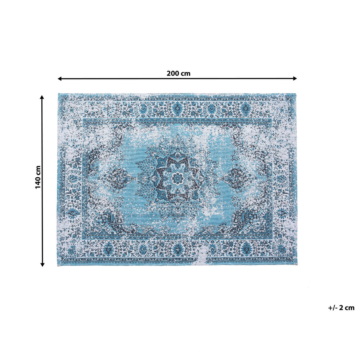 KURZFLOR-TEPPICH Almus 200/140 cm - Blau, Textil (140/200cm) - Beliani
