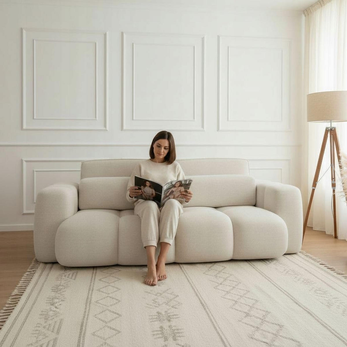 BOXSPRINGSOFA 275x90x110 cm mit Bettkasten, BLOOM, Mit DL-Ausklappsystem, Weiß - Weiß, Kunststoff (275/90/110cm) - Trada