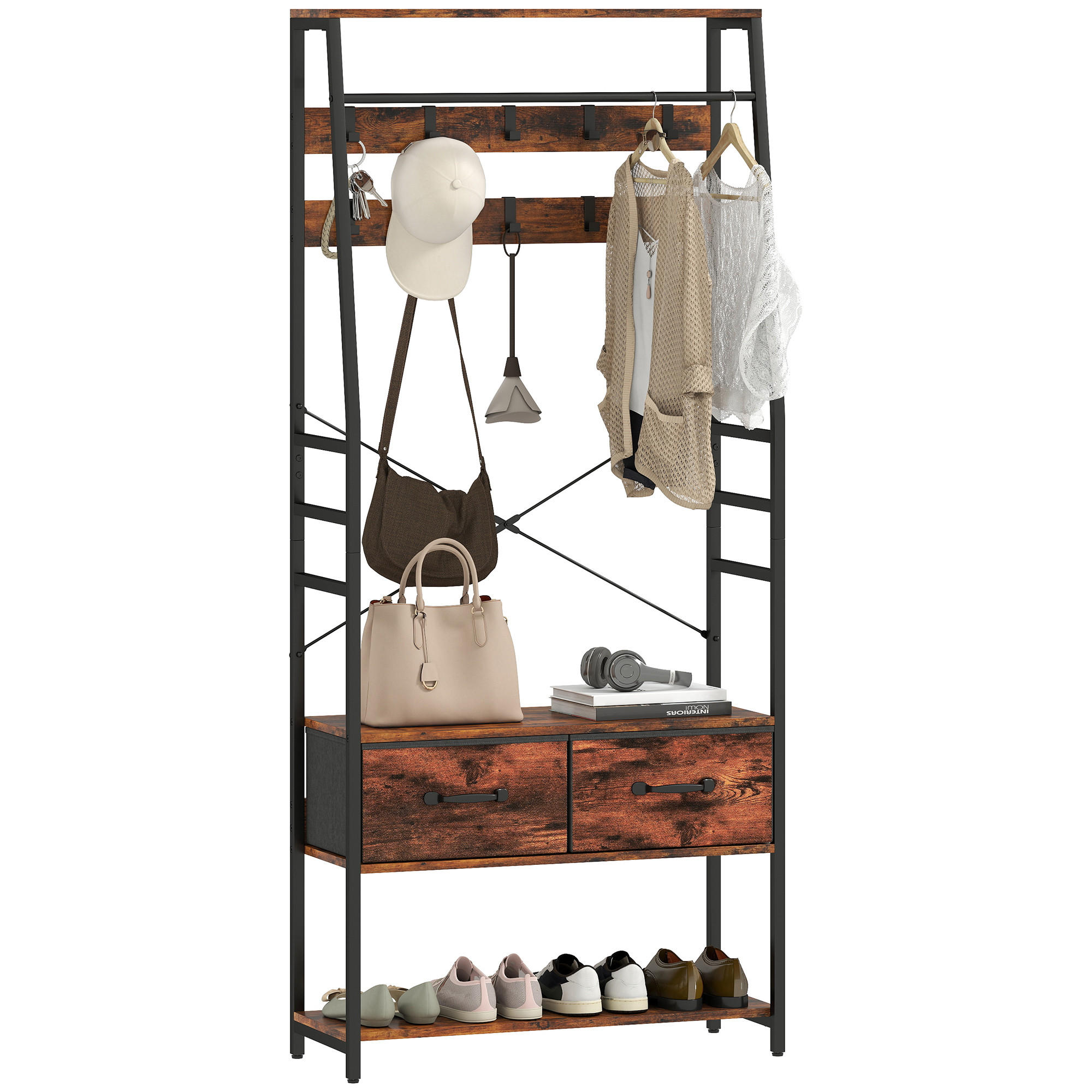 GARDEROBENSTÄNDER DE-17885 Rostbraun - Braun, Metall (30/180/80cm) - ComfortXL