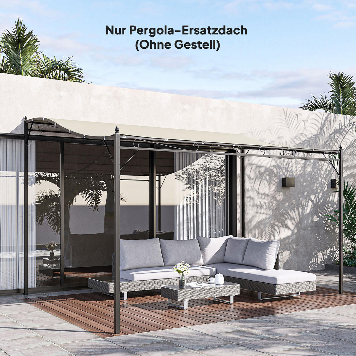 ERSATZDACH für Pergola 297 x 243 cm Sonnensegel für 3 x 2,5 m Pavillon Beige - Beige, Kunststoff (243/1/297cm) - Outsunny