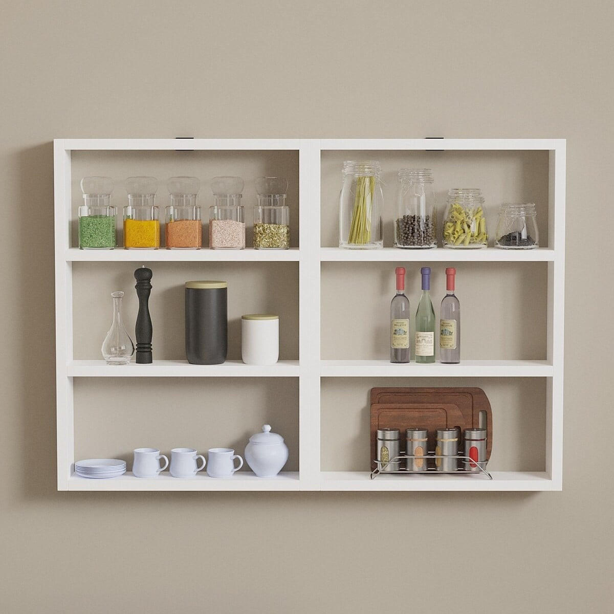 WANDREGAL mit 6 Ablagen - joy 84,6/9/60 cm - Weiß, Holzwerkstoff (9/60/84.6cm) - Calicosy