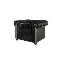 CHESTERFIELD-SESSEL Morin Schwarz vegan Leder - Schwarz/Braun, Holz/Textil (94/72/86cm) - S-Style Möbel