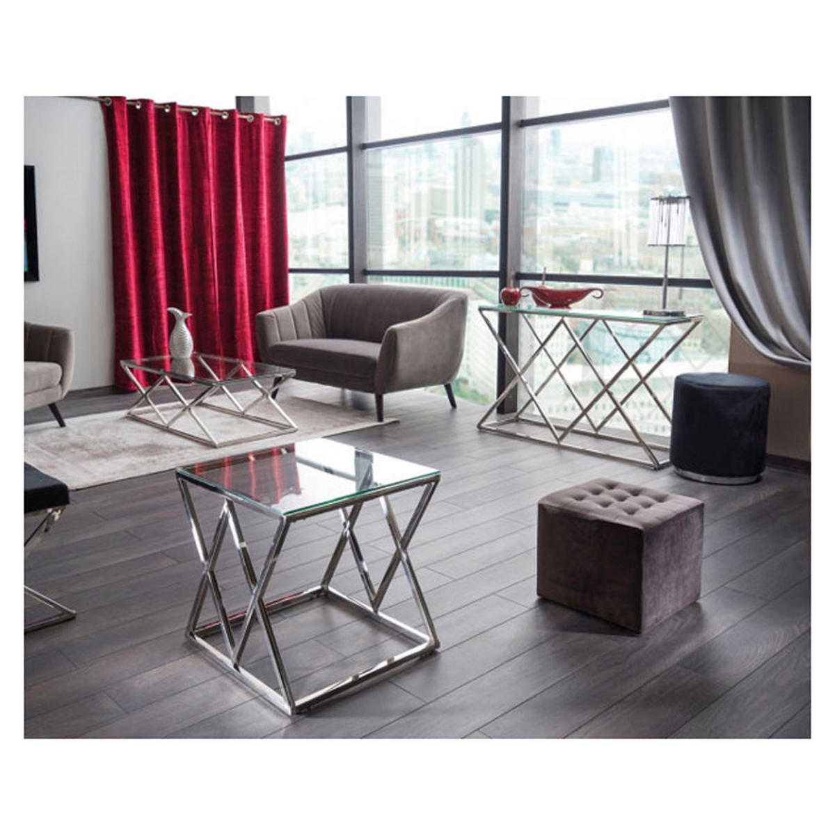 COUCHTISCH Zadar Chrom 120 / 60 /40cm - Grau, Holz/Holzwerkstoff (60/120/40cm) - Feldmann-Wohnen