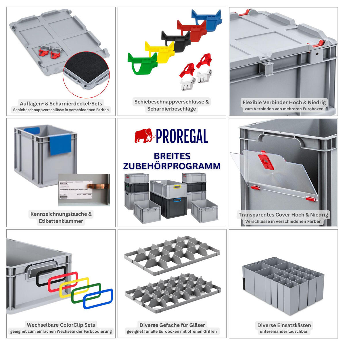 EUROBOX 6x Nextgen Portable 235x40x60cm 44 Liter - Grau, Kunststoff (40/23.5/60cm) - PROREGAL