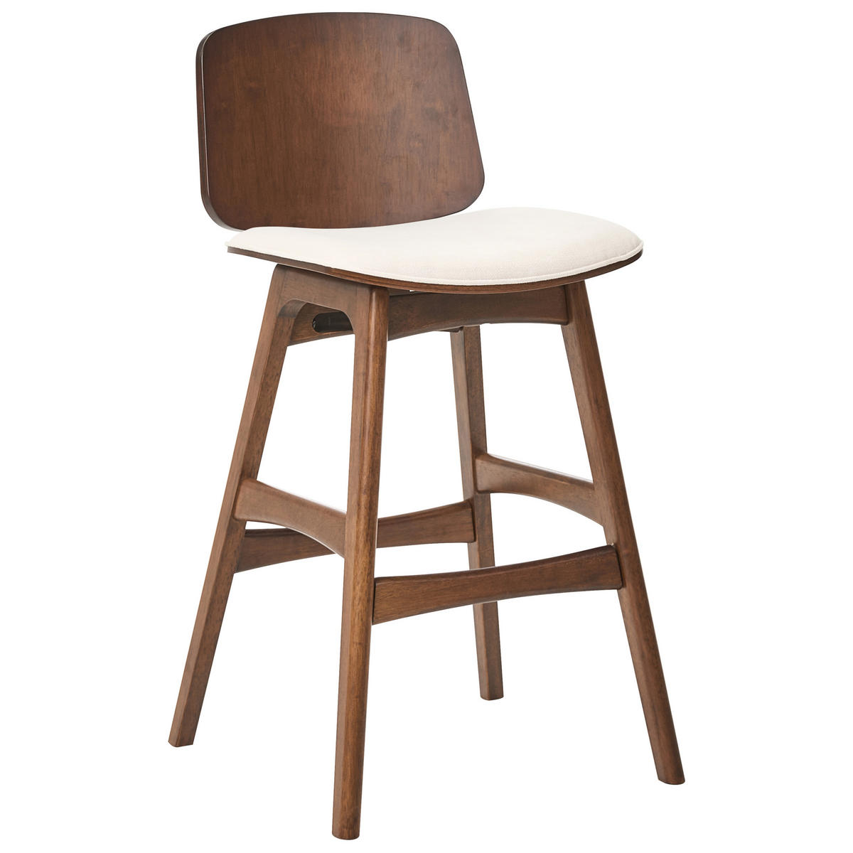 BARSTUHL 2er-Set Holz Braun/Hellbeige Charleston - Beige, Textil (47/92/50cm) - Beliani