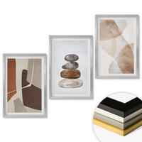 WANDBILDER 3er Set - 40x60 cm Silberner Rahmen - Moderne abstrakte Malerei - Silberfarben, Kunststoff (40/60cm) - ArtPrintCave