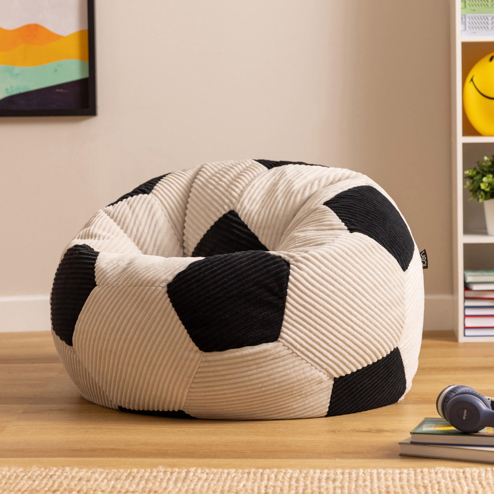 KINDERSITZSACK Fußball - Schwarz, Textil (76/48/76cm) - icon