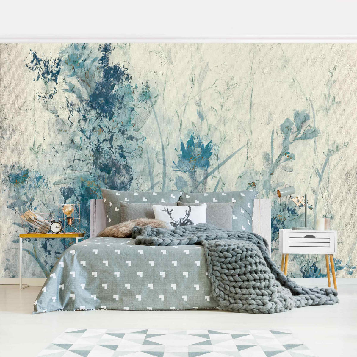 FOTOTAPETE Blaue Frühlingswiese I 432/290 cm - Blau, Papier (432/290cm) - Bilderwelten