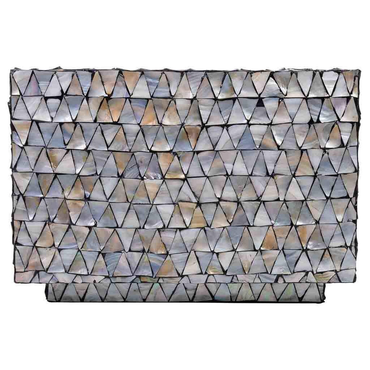 COUCHTISCH aus grauem Holz und Perlmutt, 65x65x45 cm - Grau, Holz (65/65/45cm) - Wanderlust