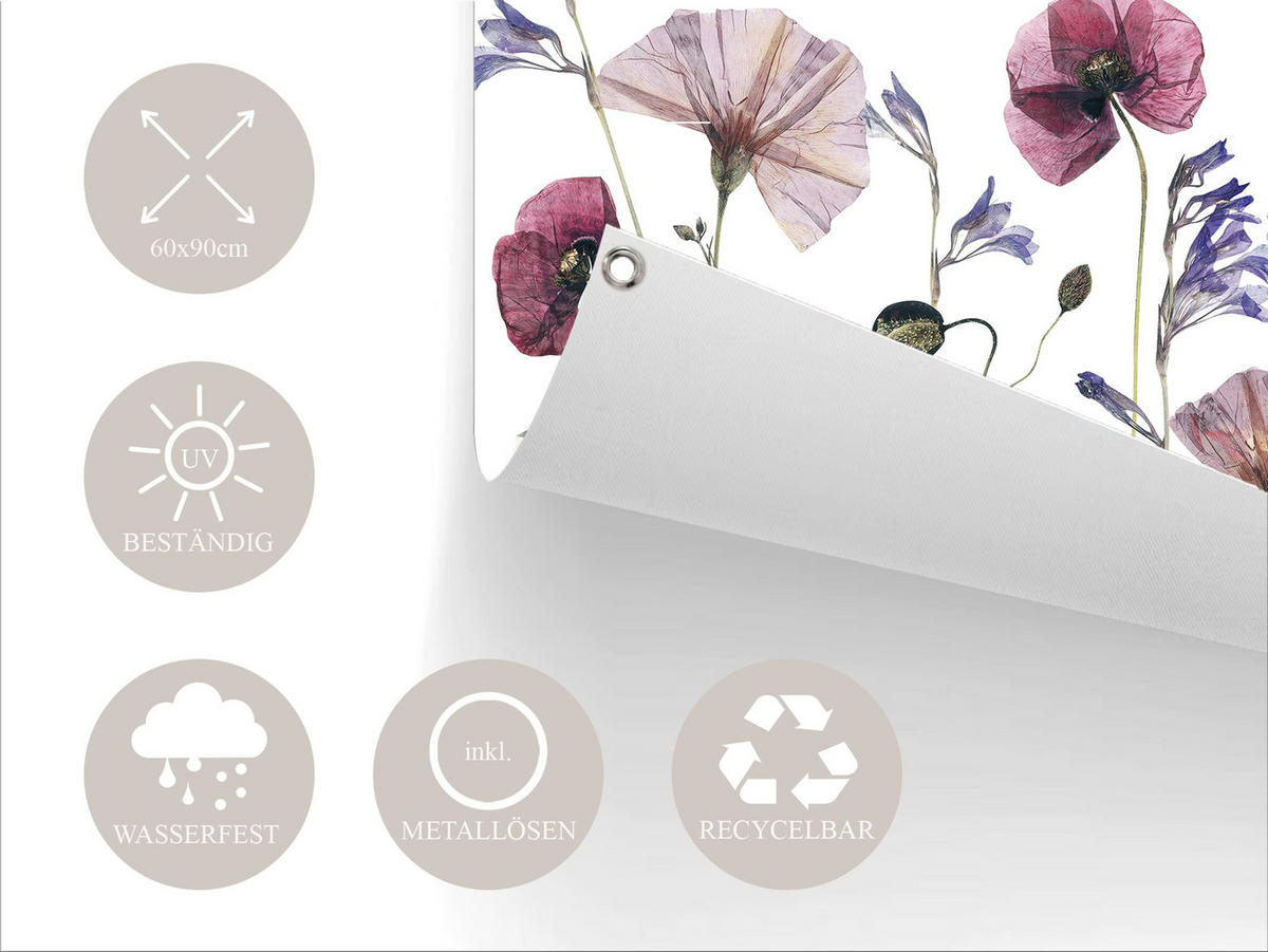 GARTEN-POSTER 60x90 cm Spruch Blumen - Weiß, Kunststoff (60/90/2cm) - artissimo