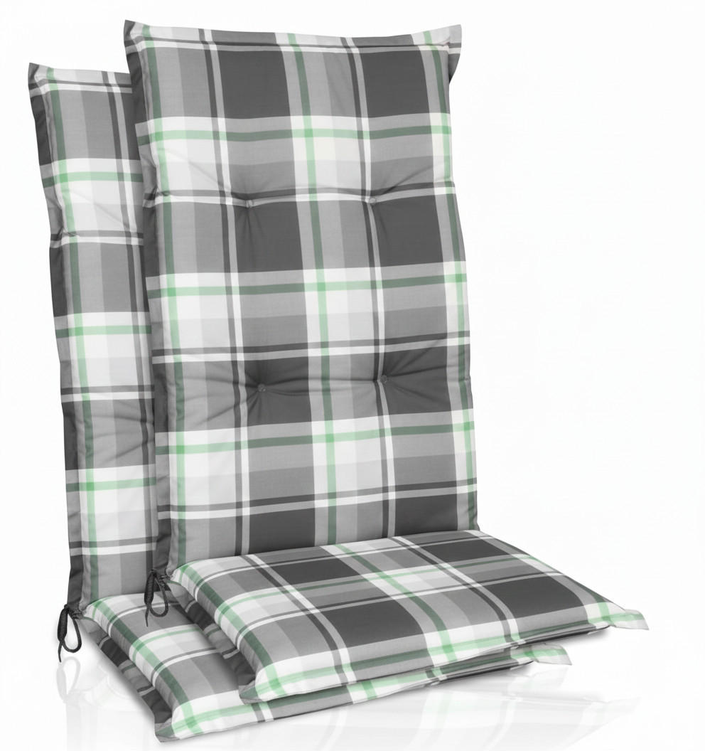 HOCHLEHNERAUFLAGE Sunny MK 120x50x6cm Mintgrün Kariert (2tlg) - Mintgrün, Textil (50/6/120cm) - Beautissu 