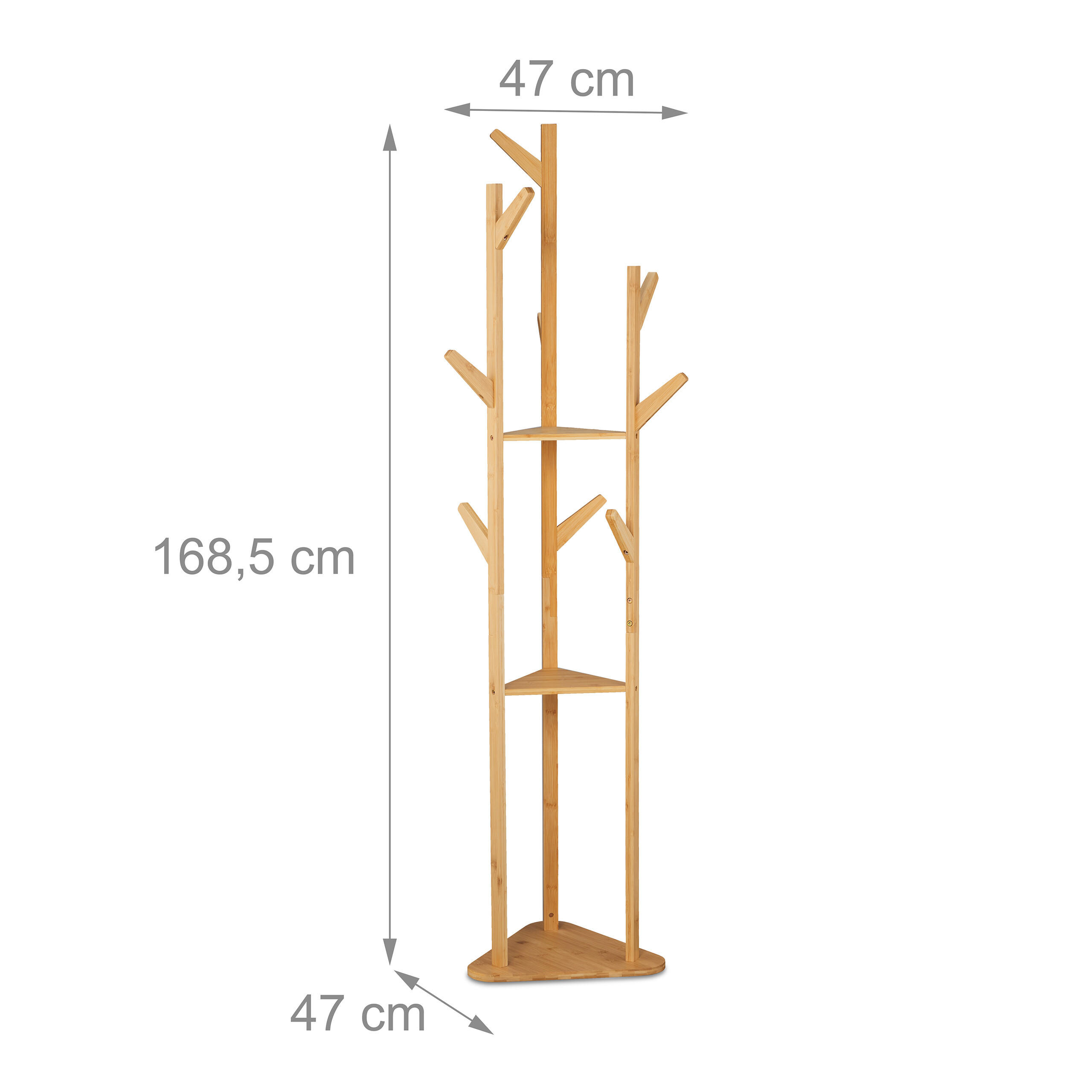Thumbnail - Relaxdays Garderobenständer, Hellbraun, Holz, 47x168.5x47 cm, Garderobe, Garderobenständer