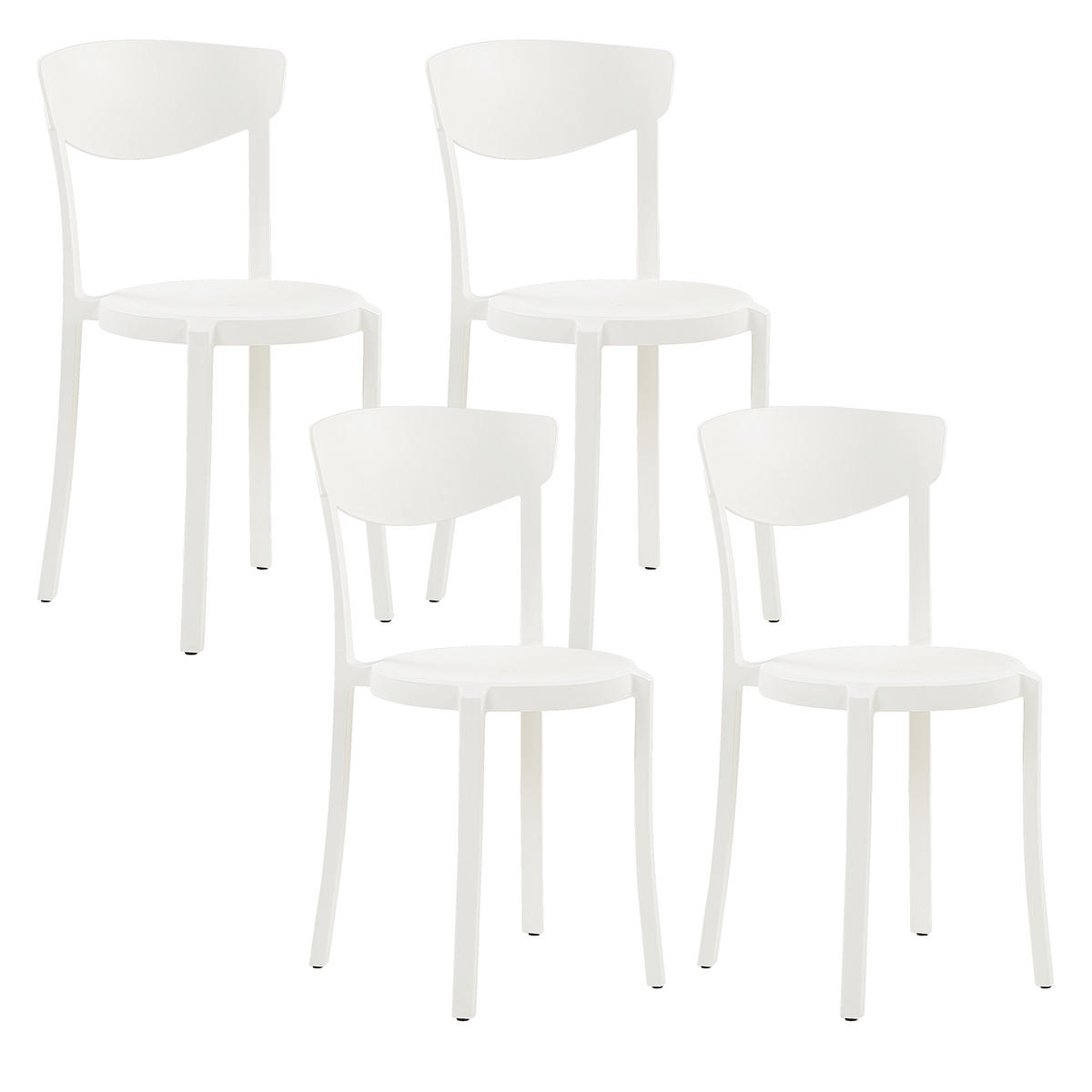 GARTENSTÜHLE 4er-Set Kunststoff weiß Vieste - Weiß, Kunststoff (42/80/40cm) - Beliani