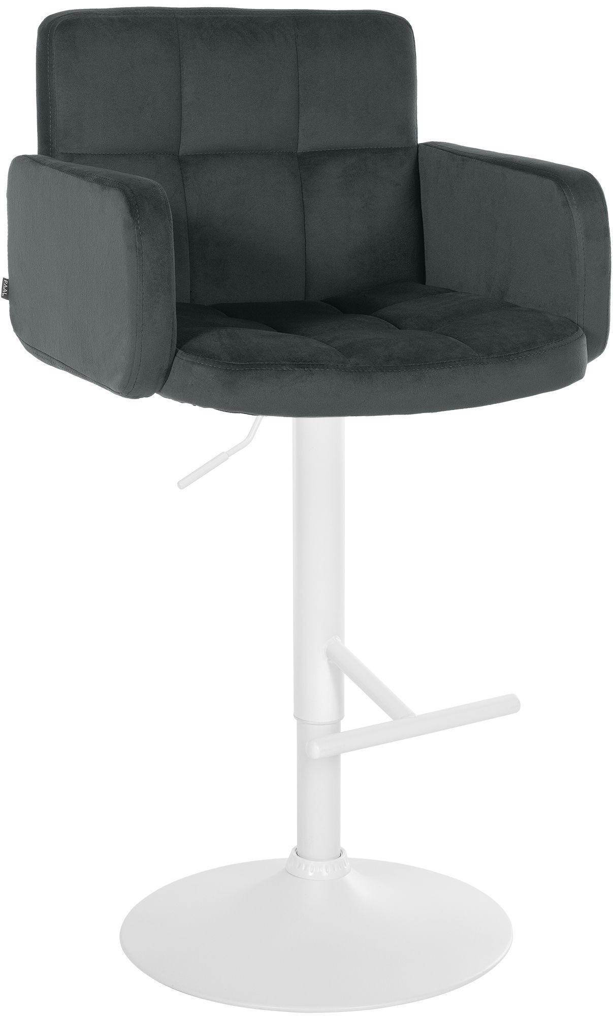 BARHOCKER Samt dunkelgrau - Dunkelgrau/Weiß, Textil/Metall (60/93/56cm) - CLP