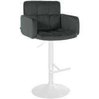 BARHOCKER Samt dunkelgrau - Dunkelgrau/Weiß, Textil/Metall (60/93/56cm) - CLP