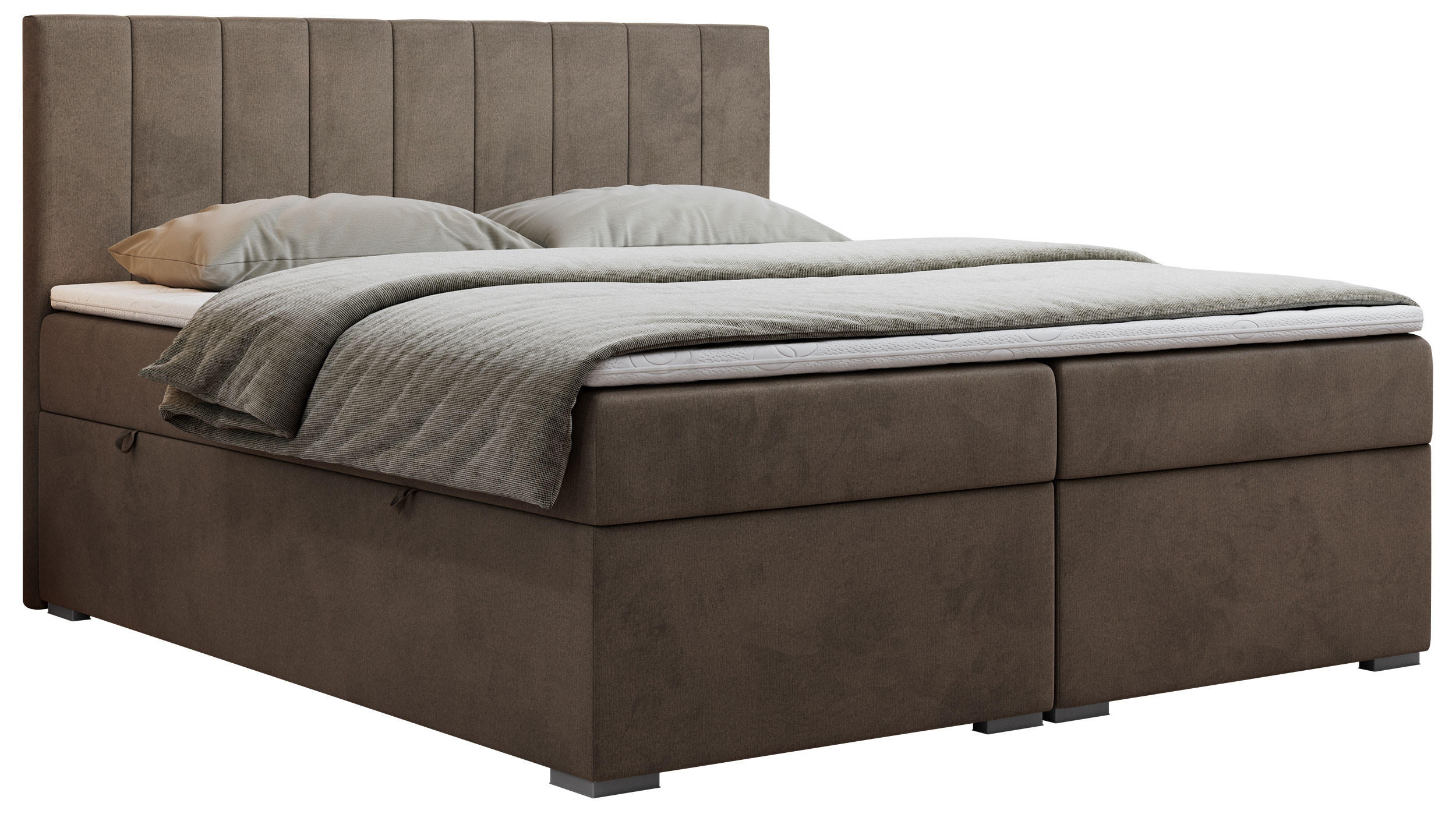 BOXBETT LOPE 140/200 - Braun Velvet - H3 - Braun, Holz/Textil (140/200cm)