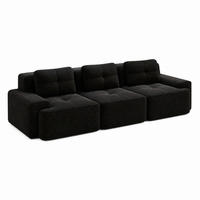 SOFA modular Tiefsitz Cord Black montagefrei - Schwarz, Kunststoff (104/69/293cm) - Meubliv